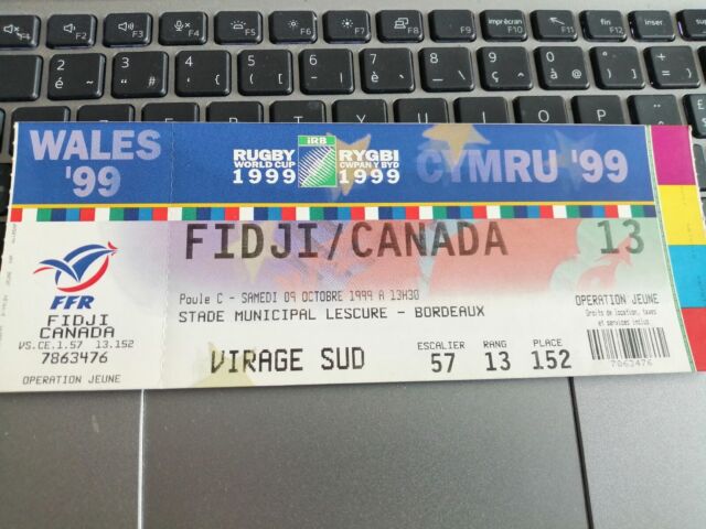 RUGBY TICKET FIJI FIDJI-CANADA WORLD CUP IN FRANCE BORDEAUX 09.10.1999