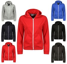 Kids Girls Boys Classic Plain Soft Fleece Full Zip-Up Hooded Zipper Top Jacket