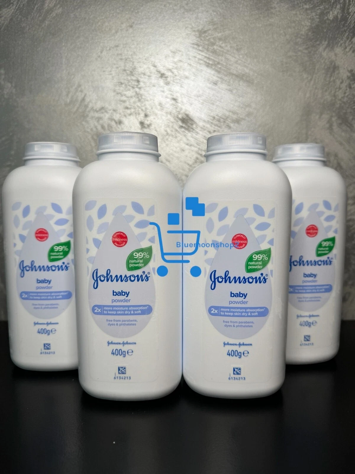 4 x Johnson's Baby Powder 400g | Talc-Free | Hypoallergenic | Gentle & Soothing