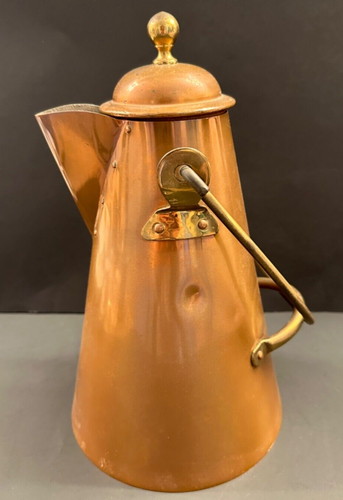 Copper Brass Coffee Kettle Pot Made in Italy Tall Antique Vintage