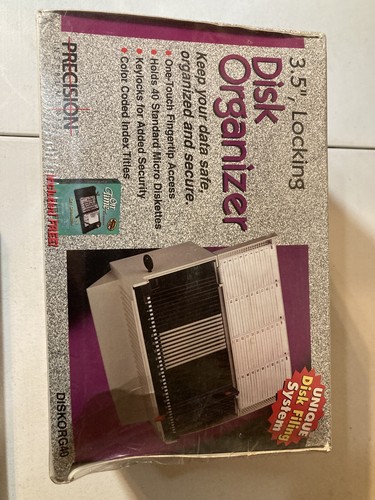 Vintage New LOCKING 3.5" DISK ORGANIZER KEY HOLDS 40 floppy Apple Computer Dos - Afbeelding 6 van 6