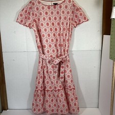 Cottage Prairie Ann Taylor Women’s Sz LP Cotton Dress Embroidered Flowers Lined