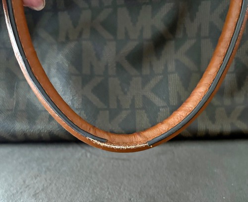 Michael Kors Hamilton Large Brown Logo Purse w/ Gold Chain & Buckle Accents - Picture 9 of 9