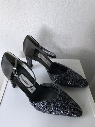Womens Valerie Stevens Grey Satin Covered Sequin Heels Size 8 - New - Picture 4 of 11