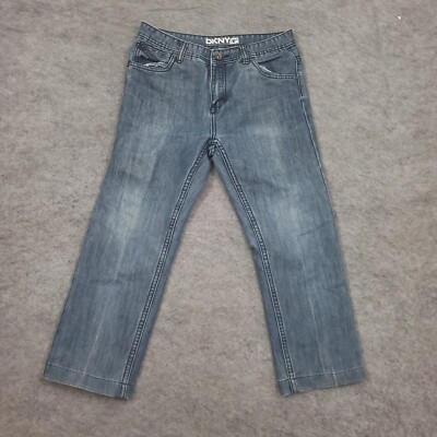 DKNY Jeans Boys 16 Blue Straight Slim Medium Wash Pants Denim Youth Kids 29x32