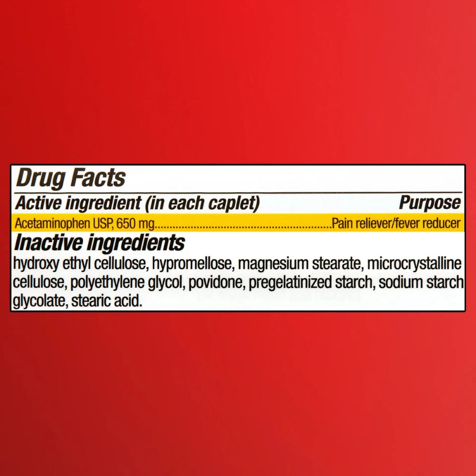 Ацетаминофен для снятия боли Equate 8HR, таблетки с расширенным высвобождением, 650 мг, 225 карат - Изображение 3 из 4