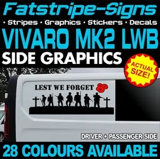 to fit VAUXHALL VIVARO MK2 LWB LEST WE FORGET ARMY GRAPHICS STICKERS CAMPERVAN