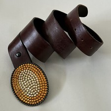 VTG JOOMI JOOLZ Y2K Belt Western Cowgirl Bling Buckle Gold Swarovski Crystals ML