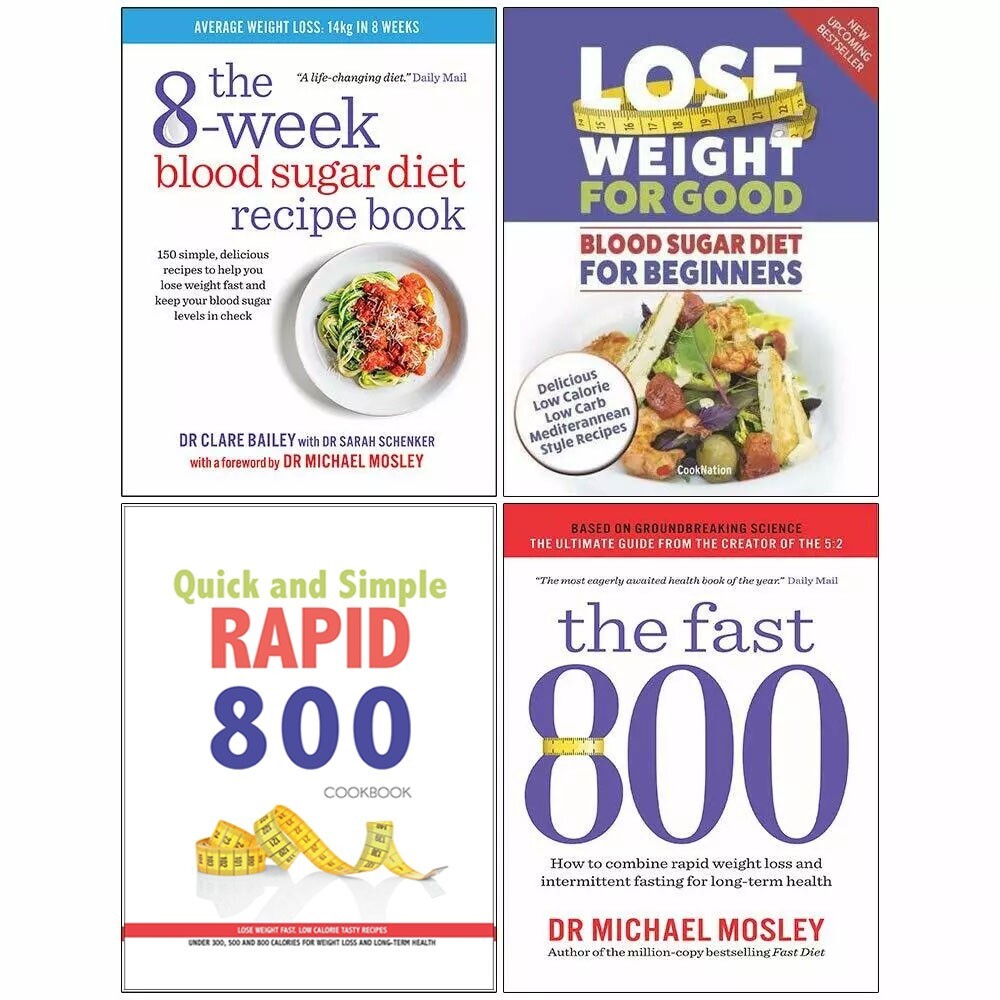 8 Week, Blood Sugar Diet, RAPID 800 Cookbook, Fast 800 4 Books Collection Set