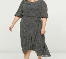 Lane Bryant Dotted Ruffle-Hem Dress, Item # 359830, Color  Black Print, Size 22