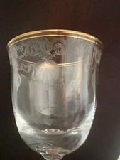 Lenox Classic Shell Gold Trim 8” Crystal Wine / Water Goblet Glasses 