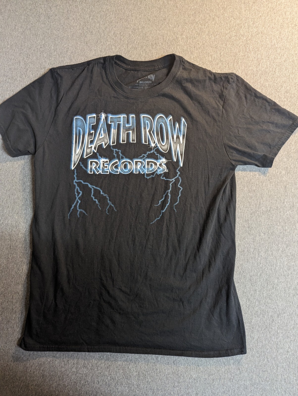 FILA T shirt grafica Death Row Records Black Lightning uomo grande musica rap