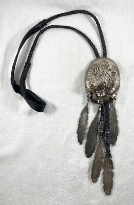 Stan Bentall Navajo Sterling Silver Buffalo Head Bolo Tie