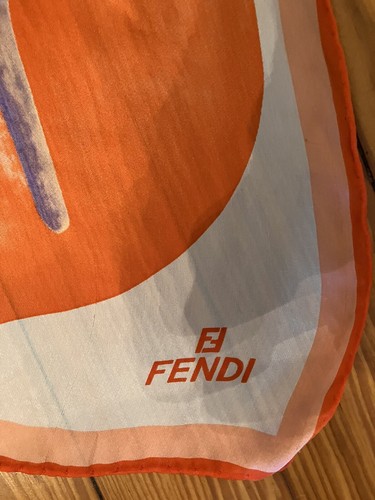 FENDI Scarf Silk Chairs Orange Pink 60x15 - Picture 2 of 12