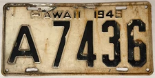 1946 HAWAII License Plate - HI - #A-7436