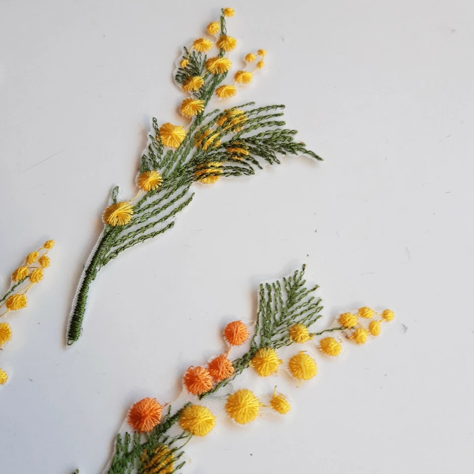 Mimosa Spring Flowers Easter Blossoming Handmade Embroidered Patch - Image 4 of 4