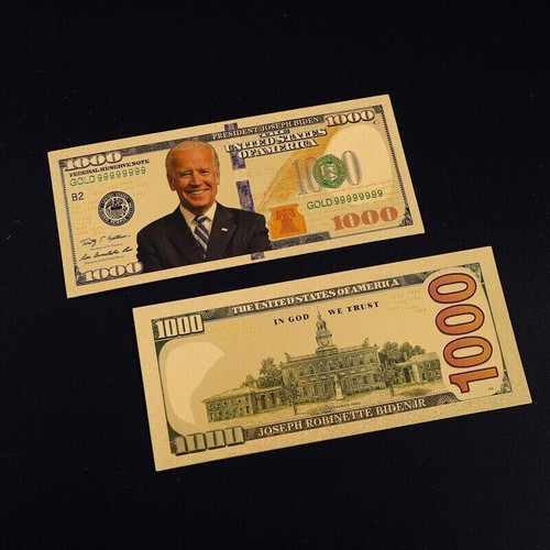 100 Pack 2024 President Joe Biden $1000 Gold Dollar Bills Funny Money Maga - Picture 4 of 7