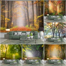 3D Morning in the Forest Wall Hanging Tapestry Bedspread Bedroom Decor Art