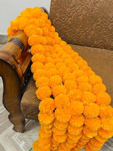 Artificial Marigold Fluffy Flowers Garlands for Decoration - Pack of 5 - Bild 5 von 8