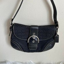 Coach Soho Signature Small Flap Bag Black Jacquard Leather 6818