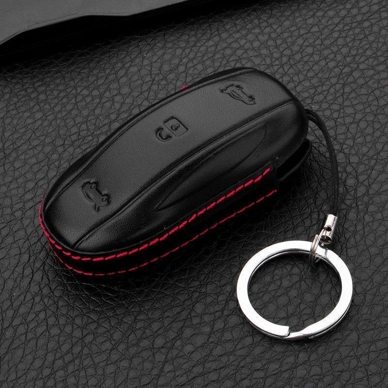 New Genuine Leather Key Pocket Case Cover Holder For Tesla Models Fob Cover 1pcs