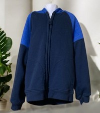 Boys Wonder Nation Blue Cotton Blend Long Sleeve Lined Hoodie Sweater Sz 10/12 H