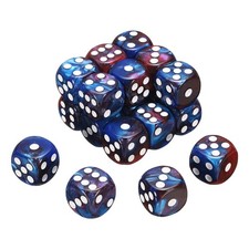 20Pcs 6 Sided Standard Dice, Acrylic D6 Pearl Pattern Dice Red and Blue 