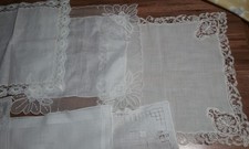 10 Antique Vtg Bridal Wedding Handkerchiefs Drawn Thread Work Embroidery Lace