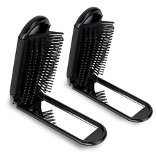 2 Pcs Foldable Hair Brush with Mirror Compact Hair Brush for Women Girls