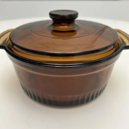 Vintage Anchor Hocking Fire King 🔥 1 Qt. Amber Glass Casserole Dish w/Lid