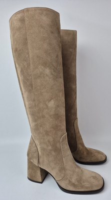 Stuart Weitzman Women's Khaki Flareblock Suede Knee High Boots Size 7