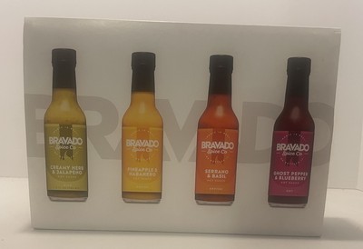 BRAVADO SPICE CO 4 PACK HOT ONES GHOST SERRANO PINEAPPLE HABANERO 5oz