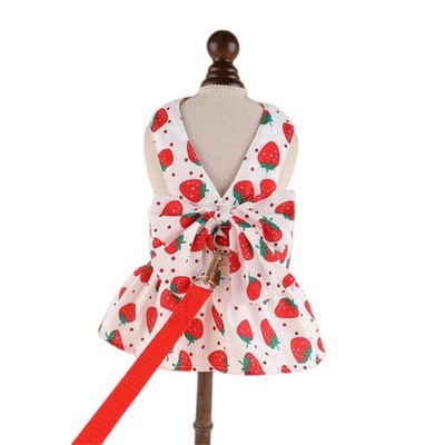 Pet Dog Harness Dress with Leash Set Cute Bowknot Puppy Cat Skirts with D-Ring