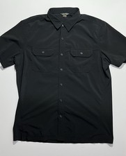Men  s Eddie Bauer Travex Short Sleeve Button Down Shirt, Large, Black