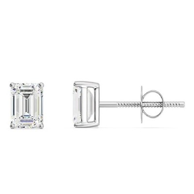Weißgold Ohrringe Diamant 18 Karat Ohrstecker Smaragdschliff 1 Karat Labor fü...