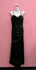 Corset Bodice Ruched Sweetheart Neck Women's Maxi Dress Size 9 Black