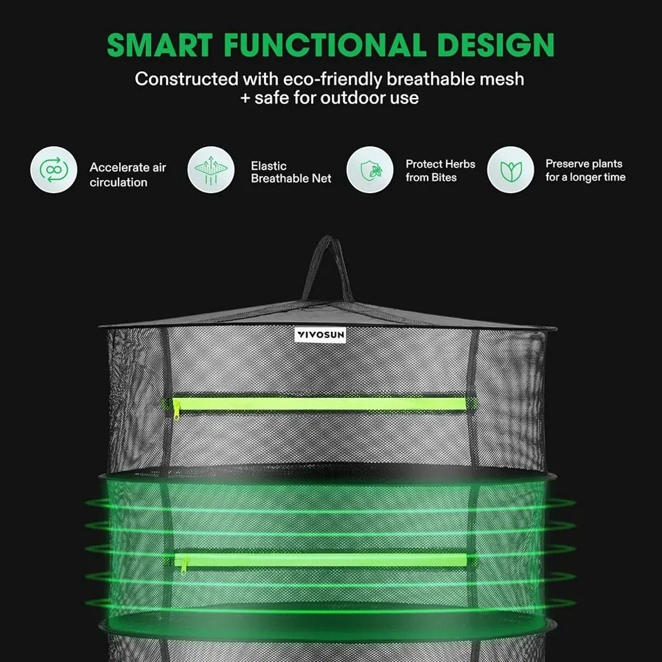Rede de secagem 4-8 camadas para ervas, peixes, cesta suspensa, rack seco, saco secador, malha - Imagem 4 de 4