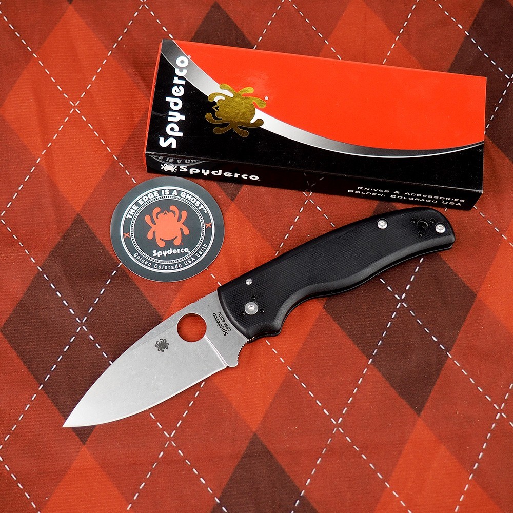 Spyderco Shaman Compression Lock Knife Black G-10 (3.58" Satin) C229GP
