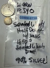 Worn 1854-O Seated Liberty Half Dollar + 1890-P SL Dime 90% Silver Lot COBM-9738