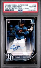 2025 BOWMAN CHROME MEGA BOX ROOKIE AUTO BLACK REF CHANDLER SIMPSON 10/10 PSA 10