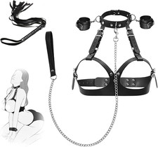 Bdsm with Traction Chain Back Sex Handcuffs Collar SM Adjustable for Couples