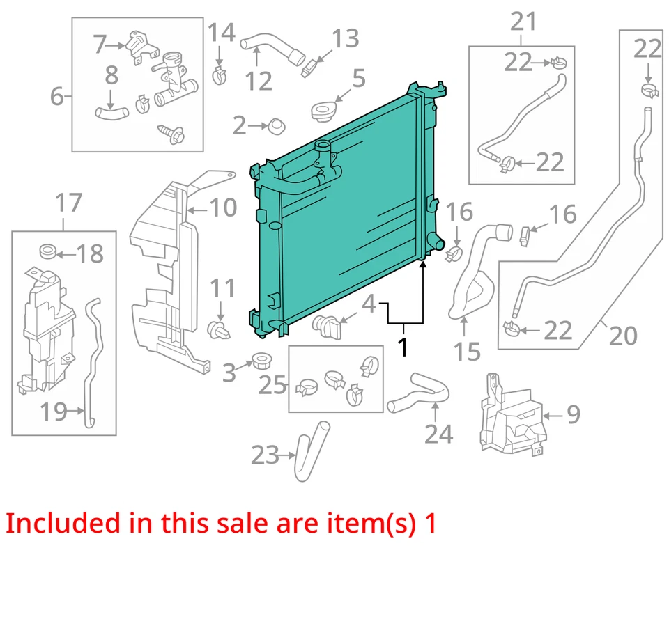 Radiador de refrigeración del motor usado 214603VB3A se adapta a 13-19 Nissan Versa sedán 1,6 L CVT Foto 4 de 4