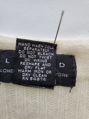 Vintage Y2K Limited Women's Rib Knit Cardigan Ivory V Neck Lambswool/Angora Sz L - Picture 4 of 10