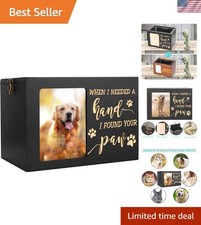 Elegant Large Pet Memorial Urn for Dogs  Cats with Photo Frame  Flannel Lining