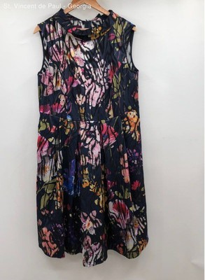 Talbot Runhof x Madeleine Multicolored Back Zip Colorful Floral Shift Dress - 14