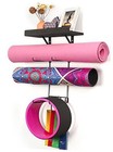 Yoga Mat Holder Wall Mount Yoga Mat Storage Home Gym Accessories with Wood