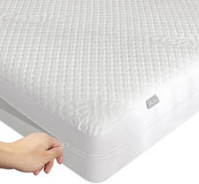 Queen Size Bamboo Rayon Mattress Protector with Zipper - 100 Waterproof Zippere