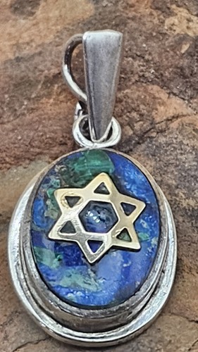 Beautiful Sterling Silver Star Of David Opal Pendant