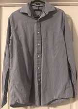 Tommy Hilfiger Men's Regular Fit Blue Button-Up Shirt 15-15 1/2 ; 34-35 Size M