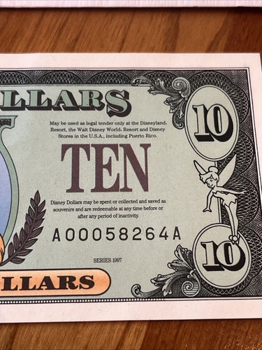 Simba $10 Lion King Disney Dollar 1997 "AA" Series Uncirculated With Envelope - Picture 2 of 10